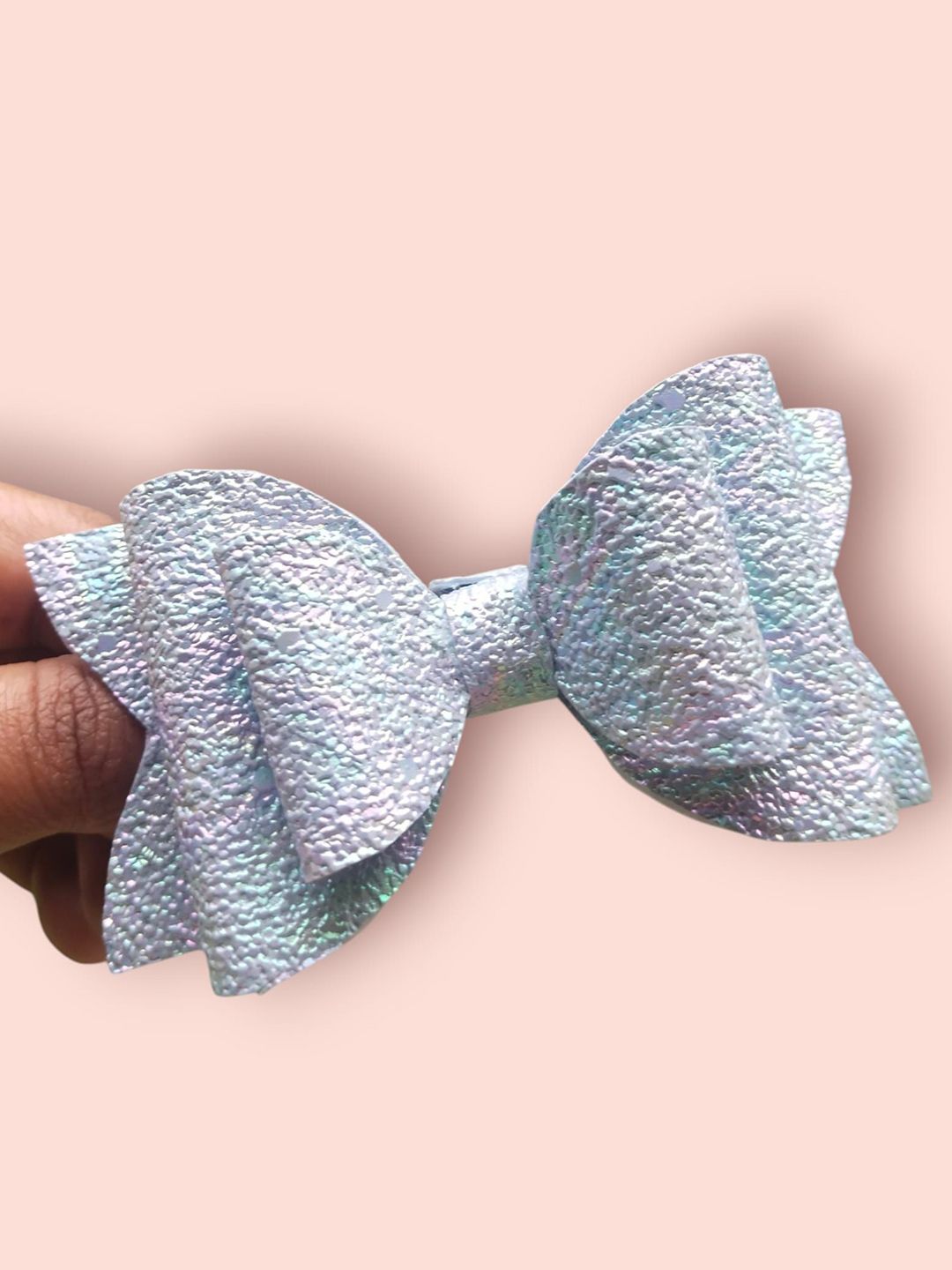 Blue rainbow shaded hair bow