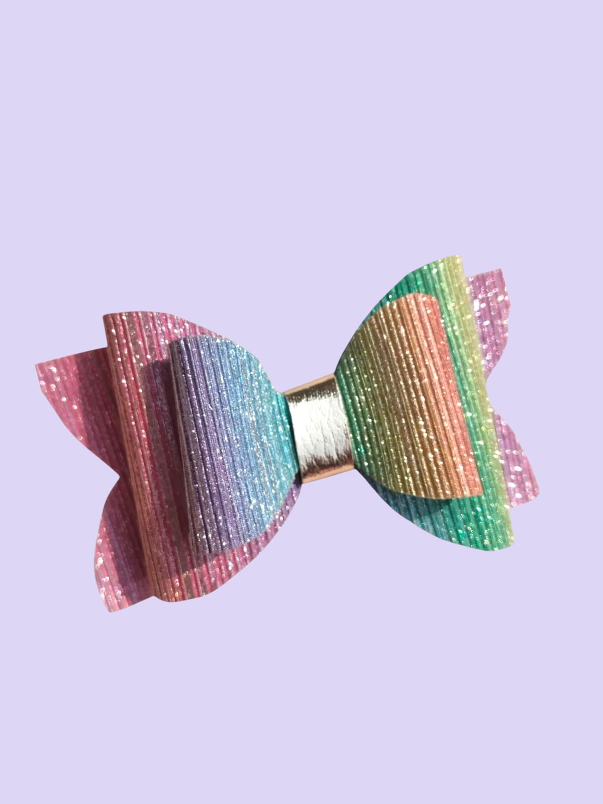 Pastel Rainbow Glitter Bow 🌈