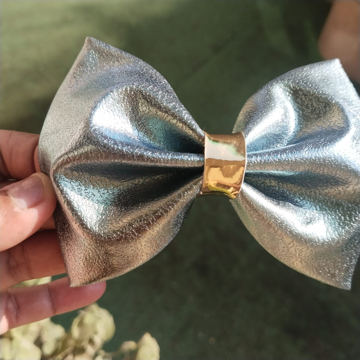 Metallic green Bow Clip VERSION 3