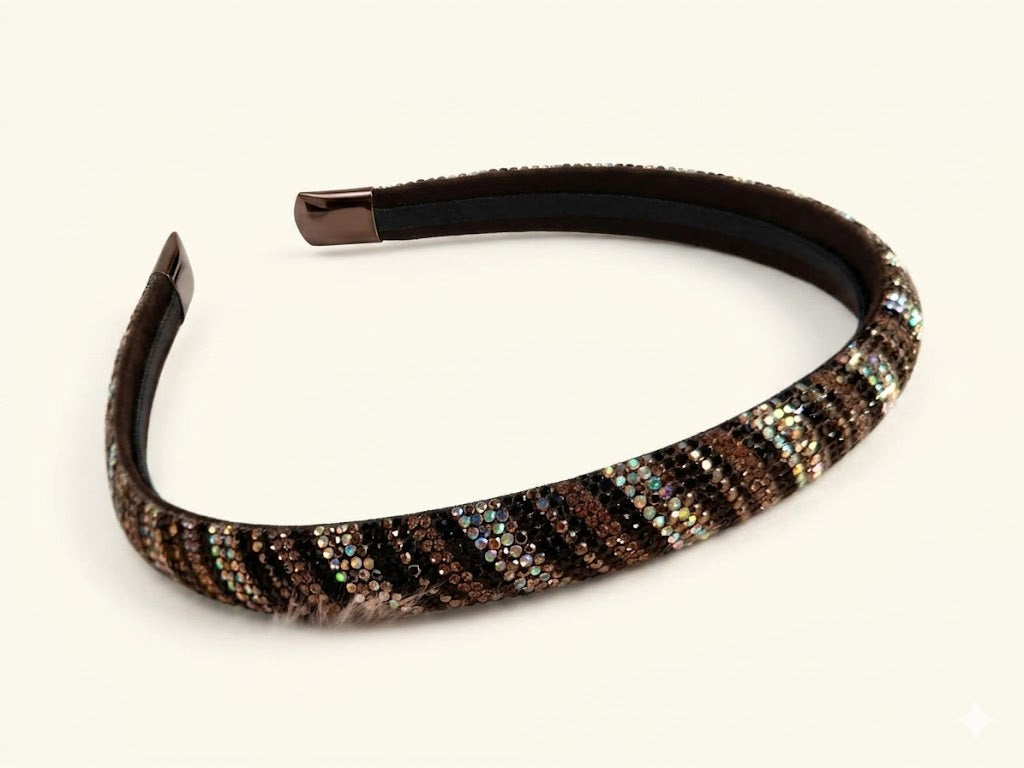 Black Crystal Studded Tiara, Rhinstone studded Hairband
