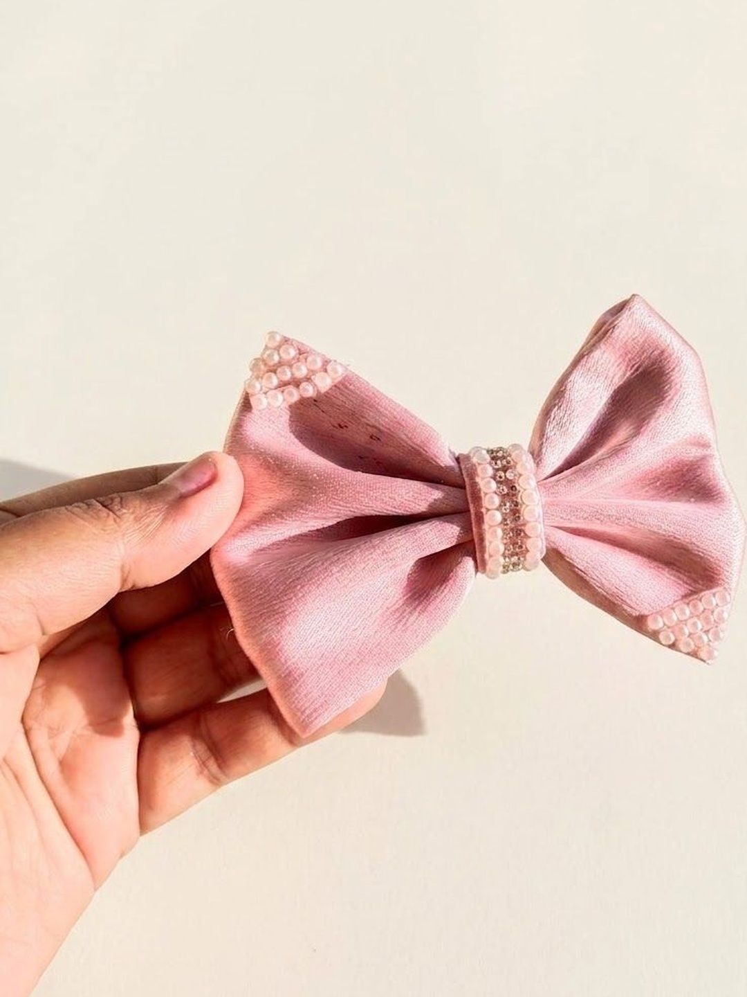 Pearl Embellished Satin hairbow