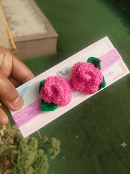 Rose hairband for babies (Dark Pink)