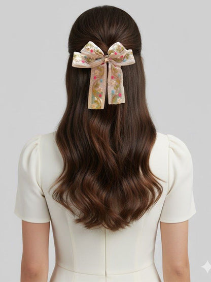 Floral embroidery lace Bow