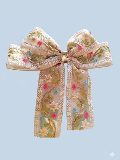 Floral embroidery lace Bow