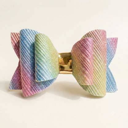 Pastel Rainbow Glitter Bow 🌈