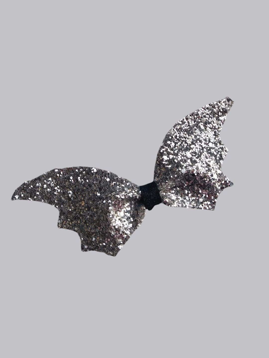 Halloween silver bat hair bow