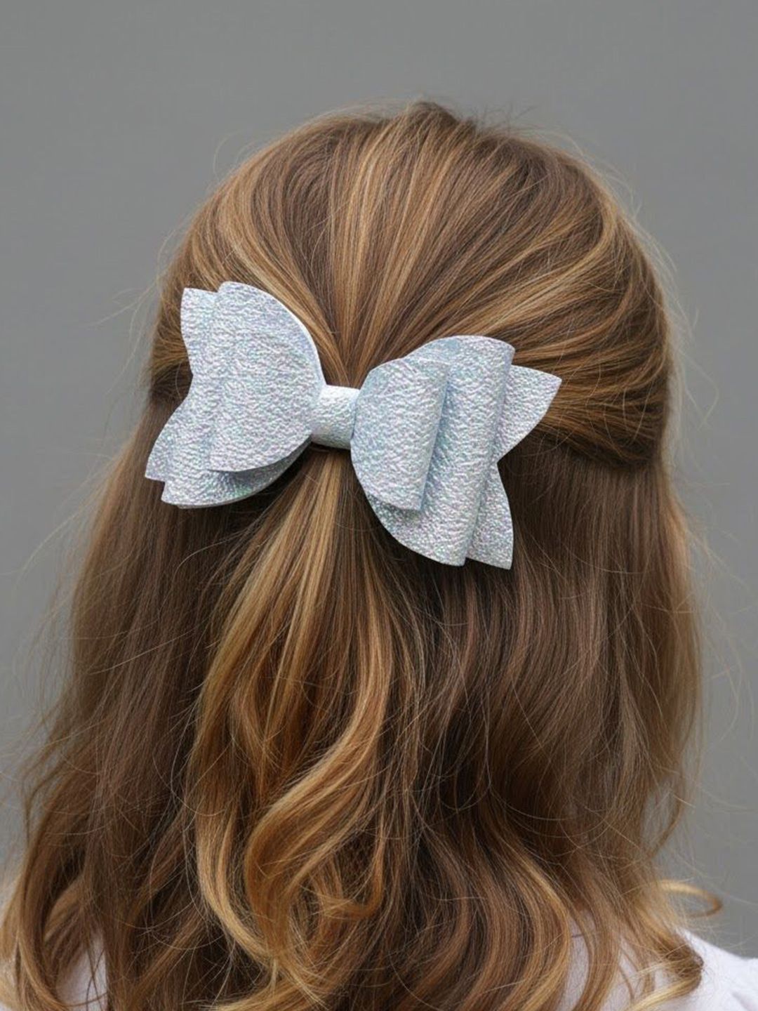 Blue rainbow shaded hair bow