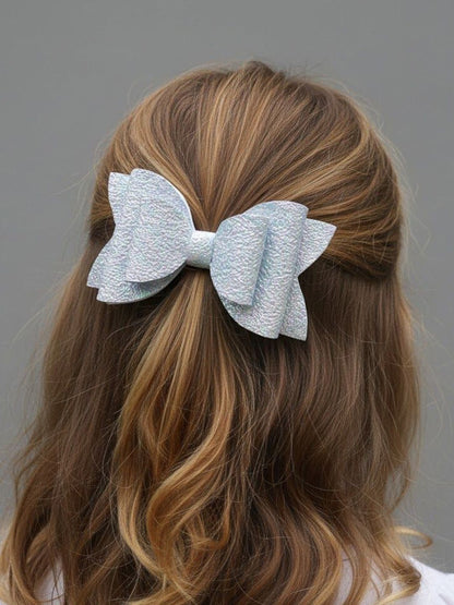 Blue rainbow shaded hair bow