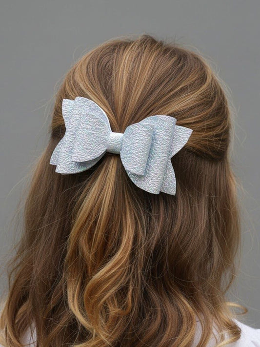 Blue rainbow shaded hair bow
