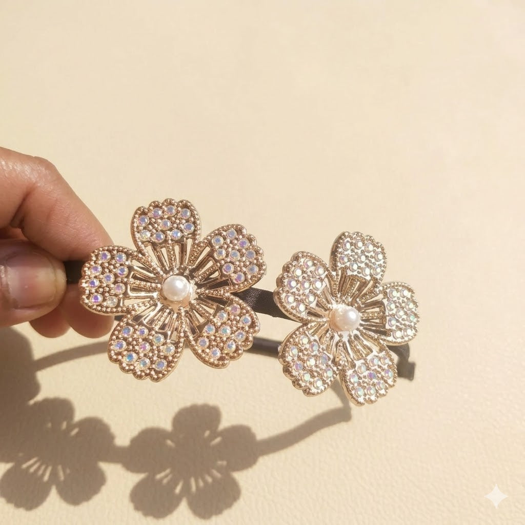 3d flower studded hairband