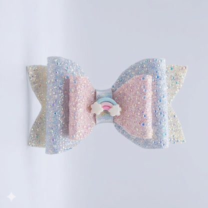 Rainbow Pastel Glitter Hair Bow 🌈 1 pc (customizable)