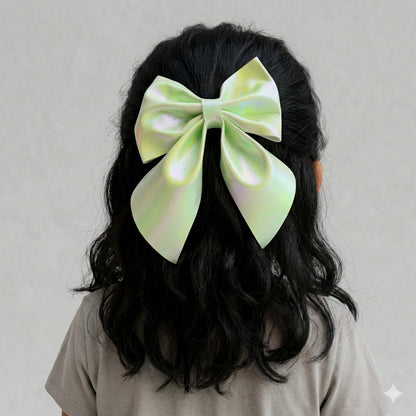 Iridescent Mint Green Hair Bow