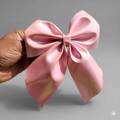 Iridescent Peach Hair Bow, Big size Bow, Peach hair bow