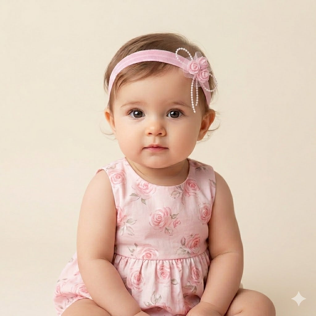 Foam rose hairband, Baptism hairband