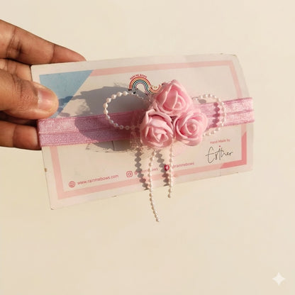 Foam rose hairband, Baptism hairband