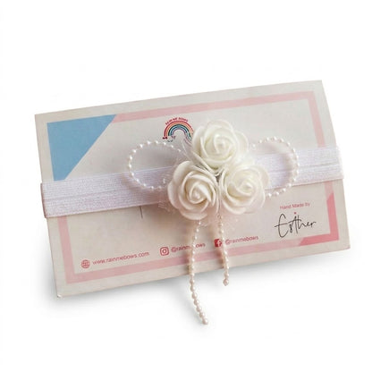 Foam rose hairband, Baptism hairband