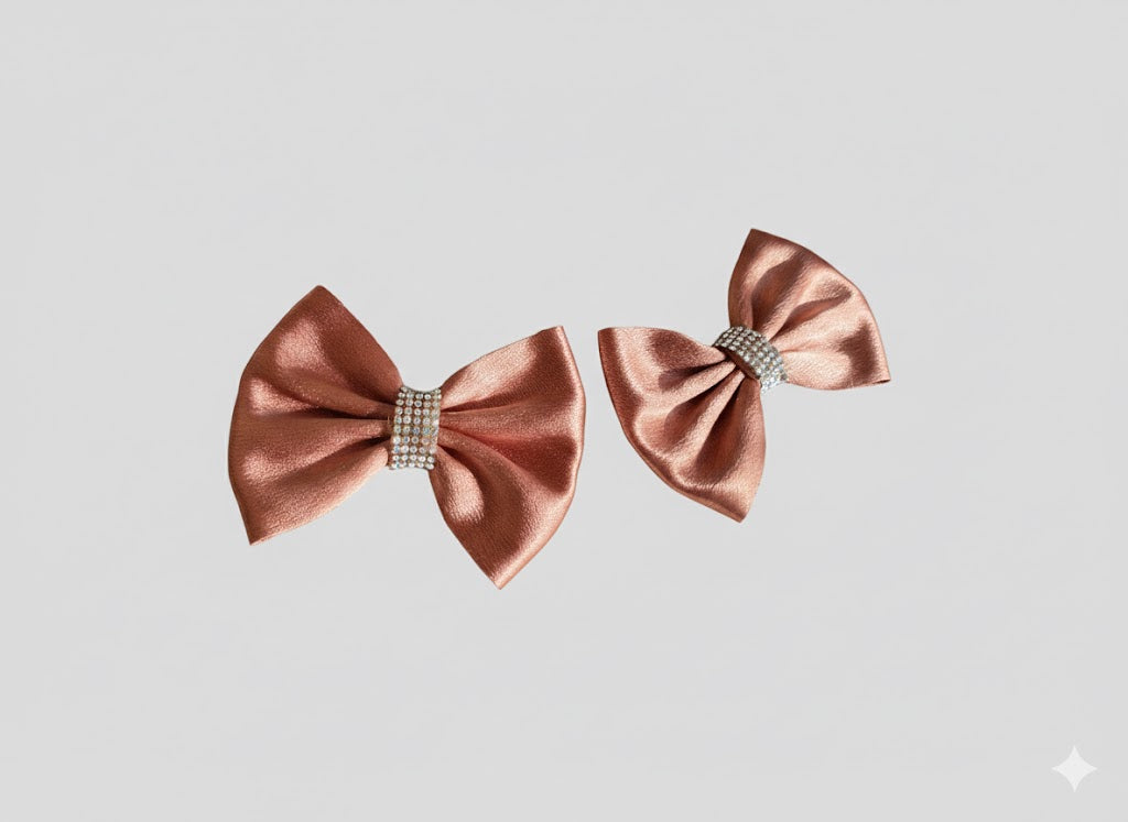 Satin Elegance Peach Bow (2 Pieces)