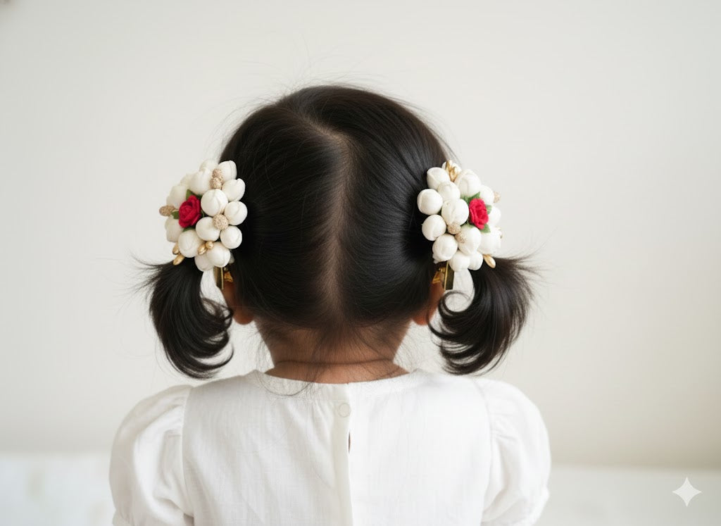 Elegant Jasmine Bud Hair Clips- kids collection (1 pair)