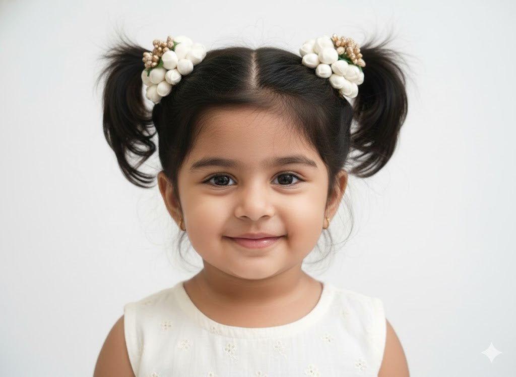 Elegant Jasmine Bud Hair Clips- kids collection (1 pair)
