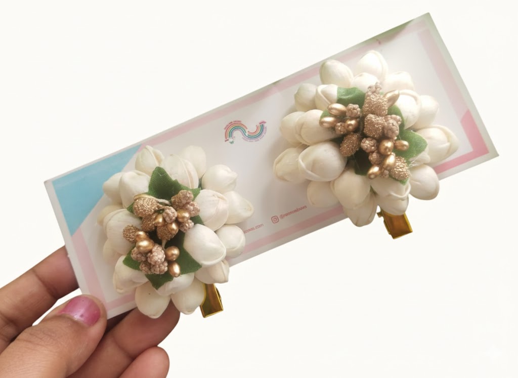 Elegant Jasmine Bud Hair Clips- kids collection (1 pair)