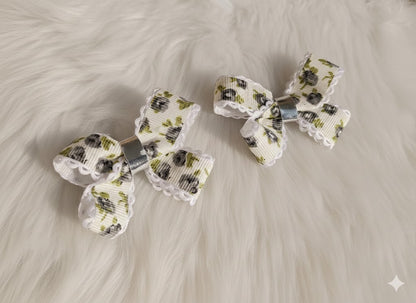 Floral Printed Ribbon Bow (2 piece)