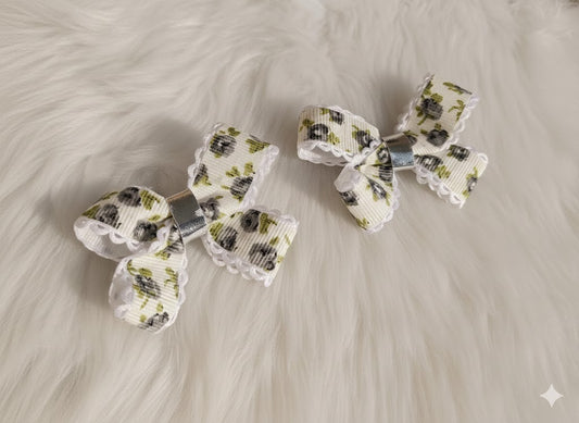 Floral Printed Ribbon Bow (2 piece)