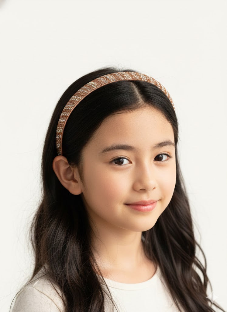 Golden Crystal Studded Tiara, Rhinstone studded Hairband