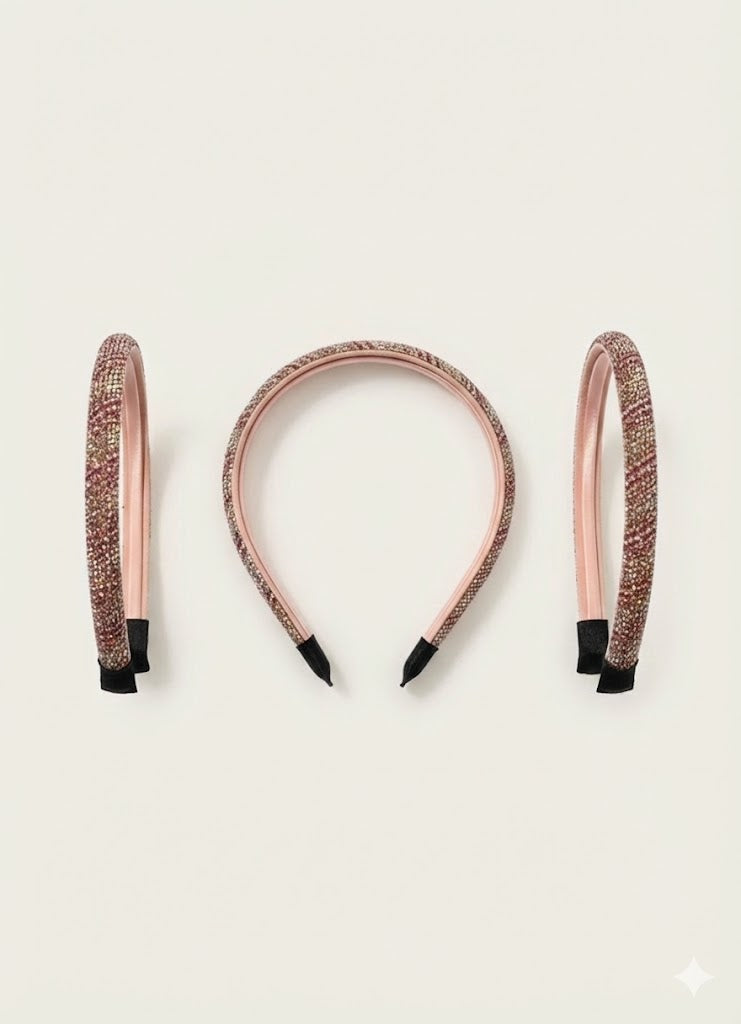 Pink Crystal Studded Tiara, Rhinstone studded Hairband