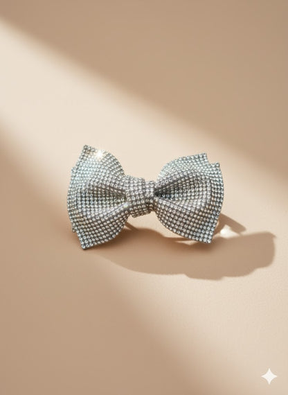 Princess Party Bow,Rhinestone studded bow with barrette clips to hold