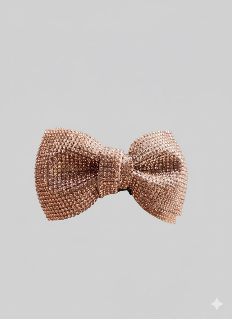 Princess Party Bow,Rhinestone studded bow with barrette clips to hold