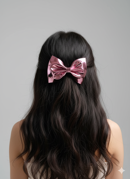 Pink Sparkling Metallic hair bows