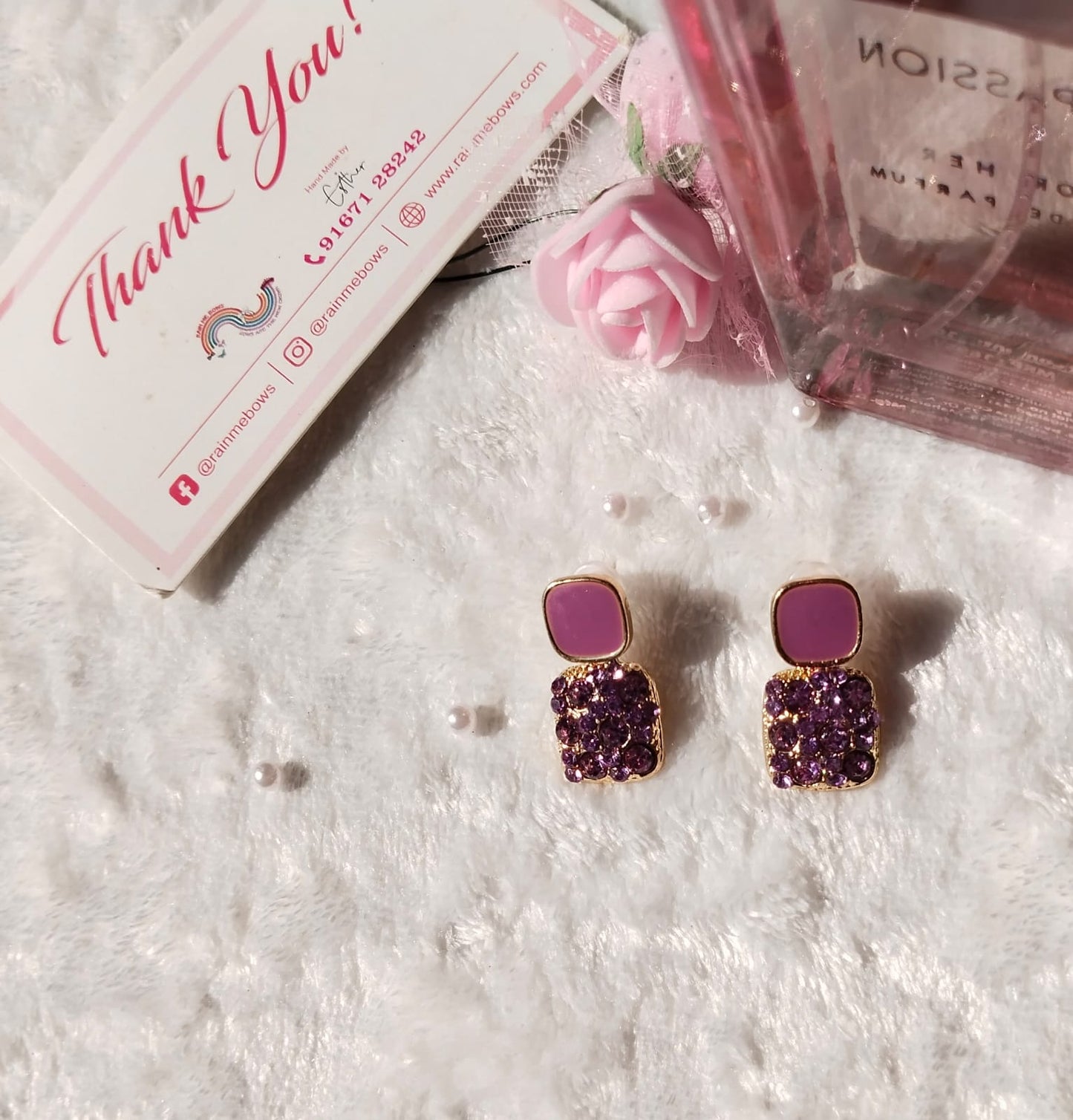 Purple Square Drop Earrings 💜