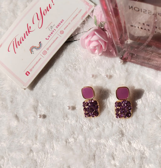 Purple Square Drop Earrings 💜