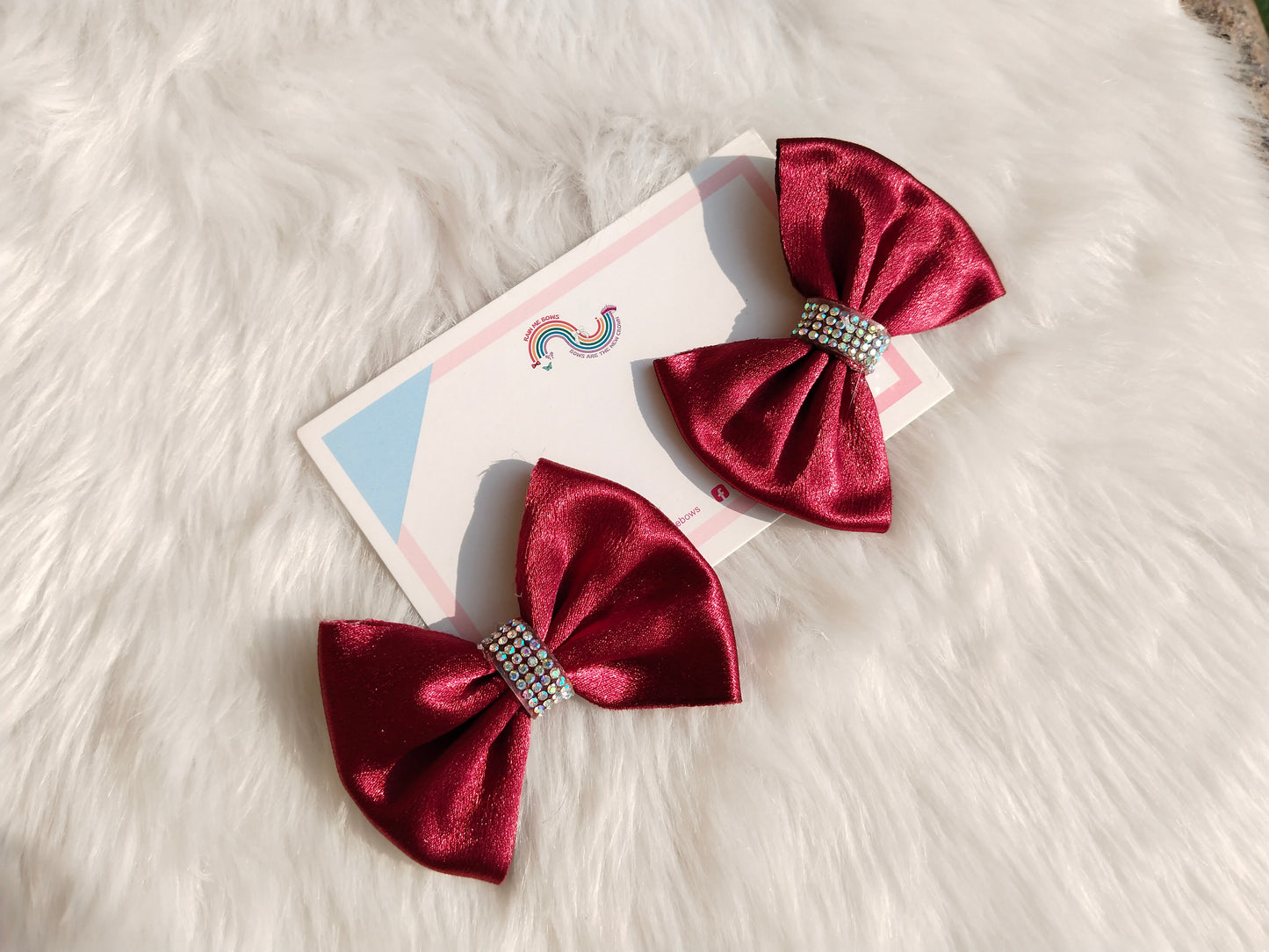 Satin Elegance Sparkle Bow (2 Pieces)