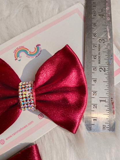 Satin Elegance Sparkle Bow (2 Pieces)