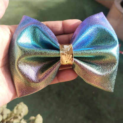 Peacock Metallic Bow Clip VERSION 2