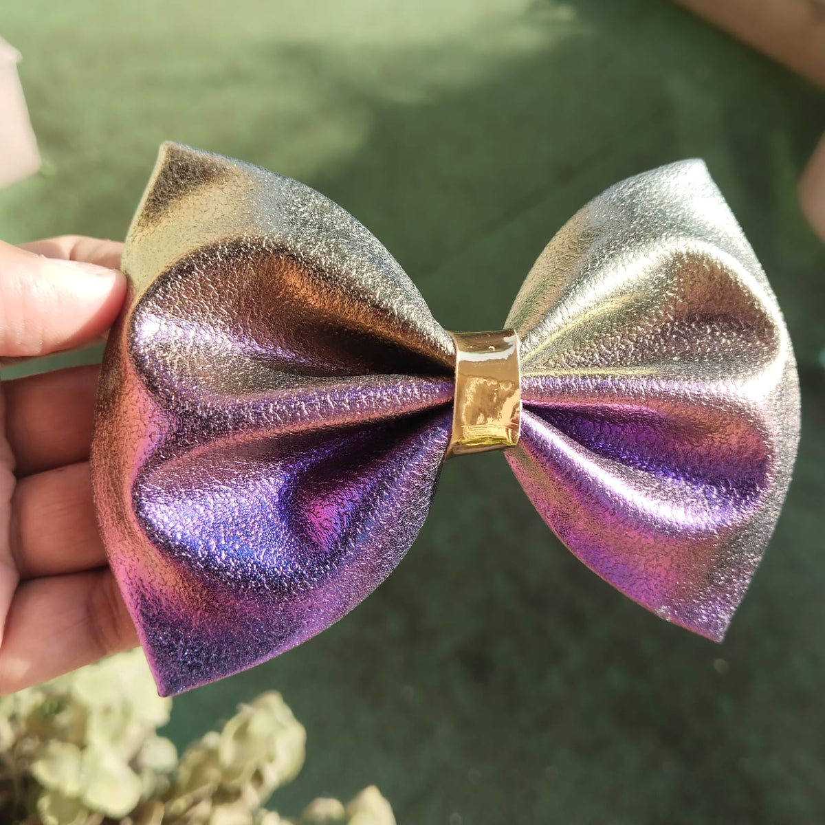 Peacock Metallic Bow Clip