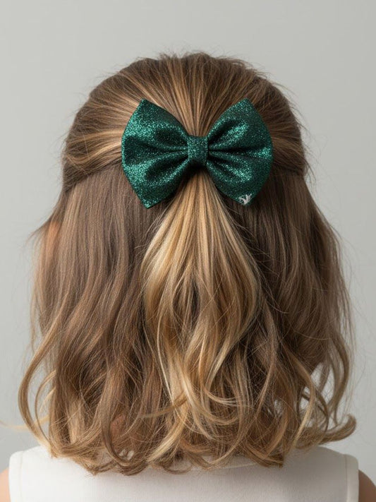 Green glitter hairbow