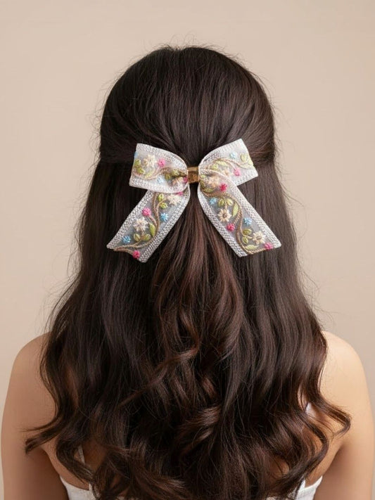 Floral embroidery lace Bow