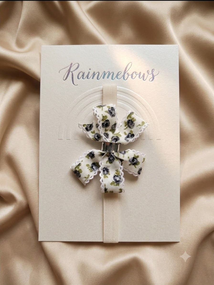 Floral printed lace headband