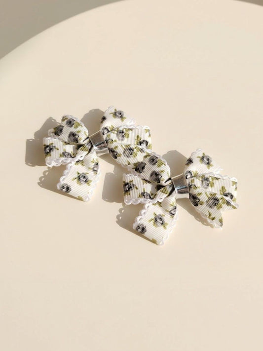 Floral Printed Ribbon Bow (2 piece)