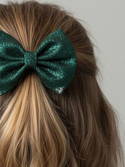 Green glitter hairbow