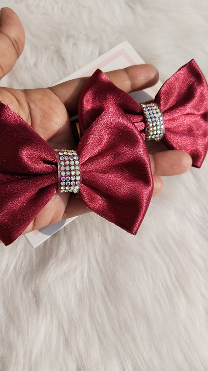 Satin Elegance Sparkle Bow (2 Pieces)