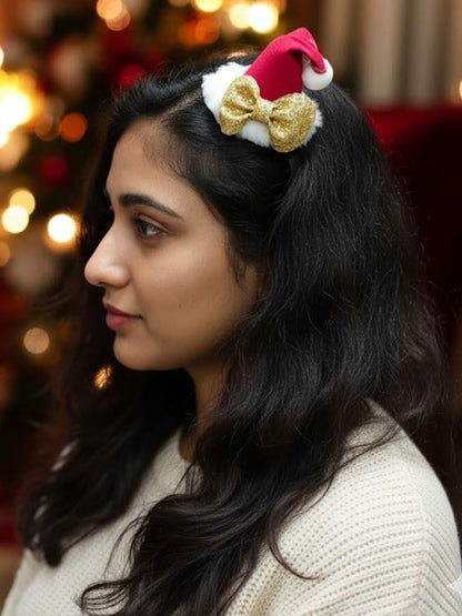 Mini Santa Hat with Glitter Bow